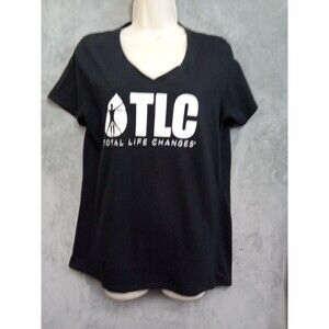Total Life Changes Women Large Black V-neckline Short Sleeve